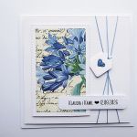 Minimalistyczna kartka ślubna z życzeniami  - Kartka ślubna handmade niebieskie kwiaty