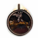 Jaspis miedziany wisior z jaspisem unisex - wisior wire wrapped miedziany