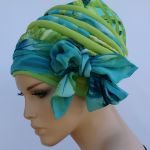 lekki turban TROPIK - kokarda z szarfy z boku głowy