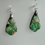 Zielony jaspis cesarski i srebro - eleganckie kolczyki - 