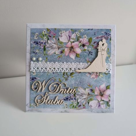 Kartka na ślub niebieska 