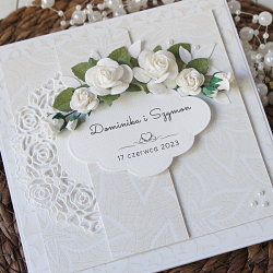 Kartka ślubna "White & Cream" v.4