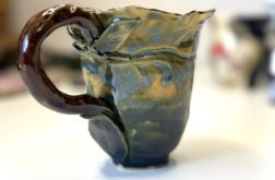 Ręcznie robiony baśniowy kubek, leśna filiżanka z liściami w stylu fairy