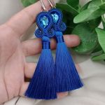 Kolczyki boho chwosty frędzle niebieskie long - chabrowe