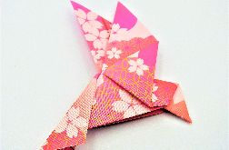 Magnes na lodówkę origami ptaszek różowo złoty