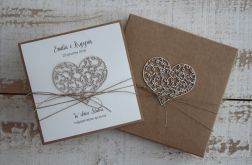 Rustykalna kartka ślubna z pudełkiem 1