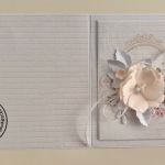 Ślubna pastelowa kartka z kwiatem - Przód i tył