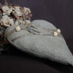 Len, sznur & drewno - zawieszka - 