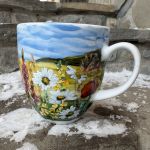 Porcelanowy kubek ręcznie malowany- Polne kwiaty - - 