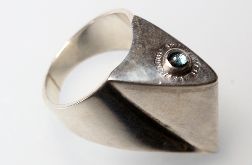 autorski pierścionek artystyczny - srebro 925 - topaz