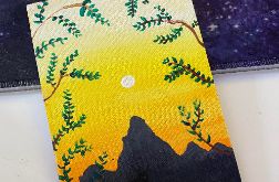 Górski widok z okna - malowany farbami akrylowymi