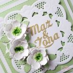 Kartka MĄŻ & ŻONA z białymi kwiatami - Pamiątka Ślubu z białymi kwiatami