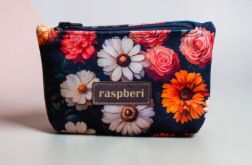 Etui na klucze z czarnego weluru w kolorowe kwiaty – handmade I