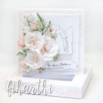 Kartka ślubna w pudełku z kwiatami z materiału KS2201 - 