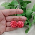 Koralowe długie kolczyki kwiaty lekkie koral - koralowe kolczyki