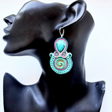 Turkusowa Spirala kolczyki sutaszowe