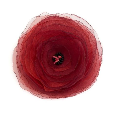 Broszka - przypinka kwiat mak 10 cm czerwony