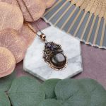 Miedziany ozdobny wisiorek z jaspisem i ametystem #555 - 