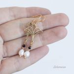 Kolczyki z perłami Złote Liście - 