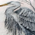 Obraz strukturalny „Czapla siwa” - płaskorzeźba na płótnie - obraz ptaki