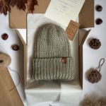 Wełniana czapka z wywinięciem - szara - Gruba wełniana czapka oversize z bardzo szerokim wywinięciem