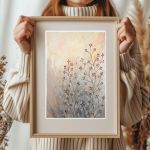 Oryginalna akwarela. Łąka beż A3 - 