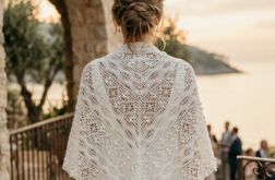Chusta ślubna handmade ręcznie robiona miękka elegancka biała