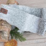 Cieniowane szare mitenki z wełną - 