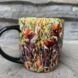 Porcelanowy kubek ręcznie malowany Czerwone maki