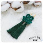 Kolczyki sutasz soutache chwost zielone Long - Butelkowa zieleń