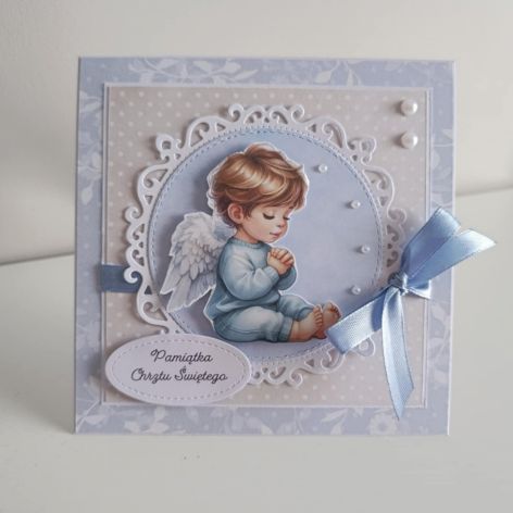 Kartka na Chrzest Święty z chłopcem