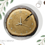 Drewniany zegar - dębowy (PERSONALIZUJ SAM) - BIAŁE DODATKI