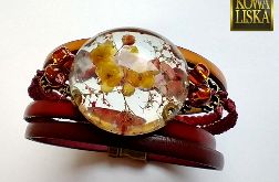 Nostalgia II - bransoleta z żywicy i rzemieni