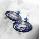 Kolczyki decoupage drewniane okrągłe Gustav Klimt Złota Adela - 