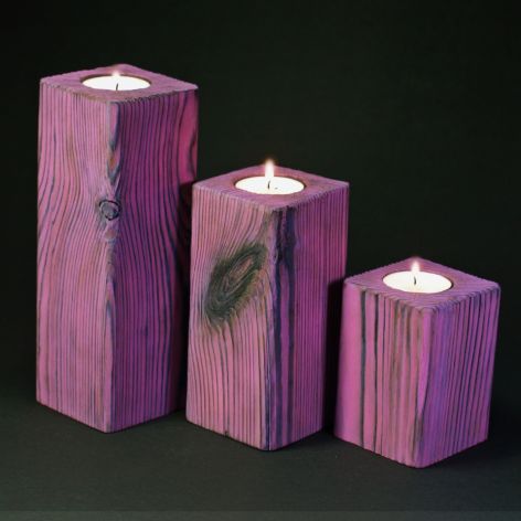 Zestaw różowych świeczników drewniany drewno shou shi ban tealight