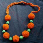 Szydełkowe pomarańczowo - zielone korale - 