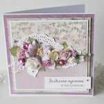 Romantyczna kartka z bukietem kwiatów v.5 - fiol4