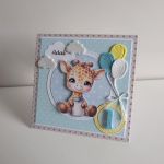 Kartka na roczek urodziny żyrafa z balonikami - Kartka na roczek urodziny żyrafa z balonikami