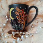 Księżycowe koty ręcznie malowany kubek 300 ml. - ręcznie malowane