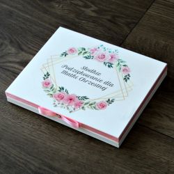 Podziękowanie komunijne pudełko na Merci Róż