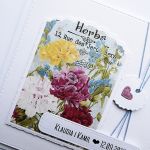 Subtelna kartka ślubna handmade z kwiatami  - Kartka na ślub ręcznie robiona z kwiatami