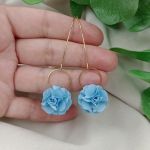 Jasnoniebieskie kolczyki kwiat błękitne klips - 