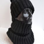 czarny komplet czapka i komin  rezerwacja  - czarny