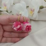 Małe kolczyki fuksja różowe pudrowe ombre - krótkie kolczyki