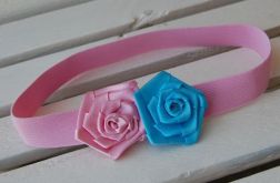 Opaska niemowlęca "Róż z turkusem"