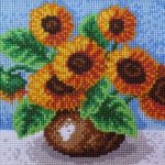 Obraz haftem malowany "Słoneczniki w wazonie" - 