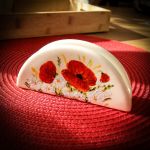 Ręcznie malowany zestaw: solniczka, pieprzyniczka i serwetnik - serwetnik