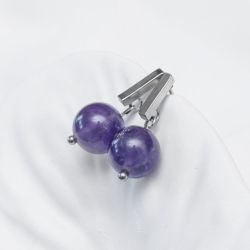 Klasyczne kolczyki pozłacane z Ametystem