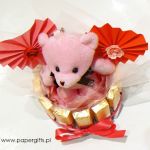 Walentynki Różowy Miś z czekoladkami Merci i sercami - Co dać na Walentynki?
