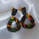 "Freya" - kolczyki z gliny polimerowej. - abstrakcyjny kolorowy wzór